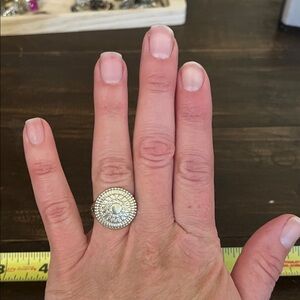 Lucky Brand Silver-Tone Decorative Circle medallion ring